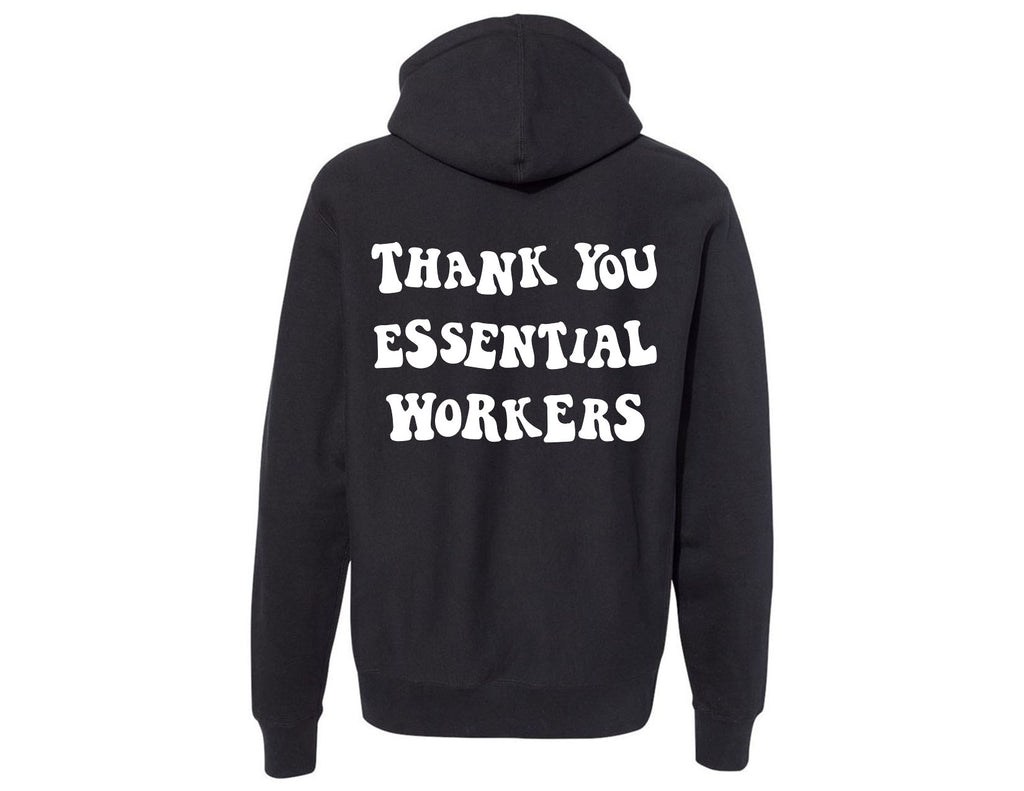 hoodie, sweatshirt, thank you essential workers, apparel, college, trendy, edgy