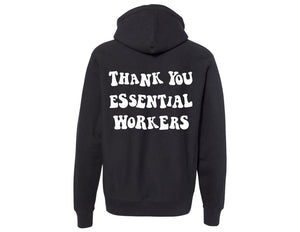 hoodie, sweatshirt, thank you essential workers, apparel, college, trendy, edgy